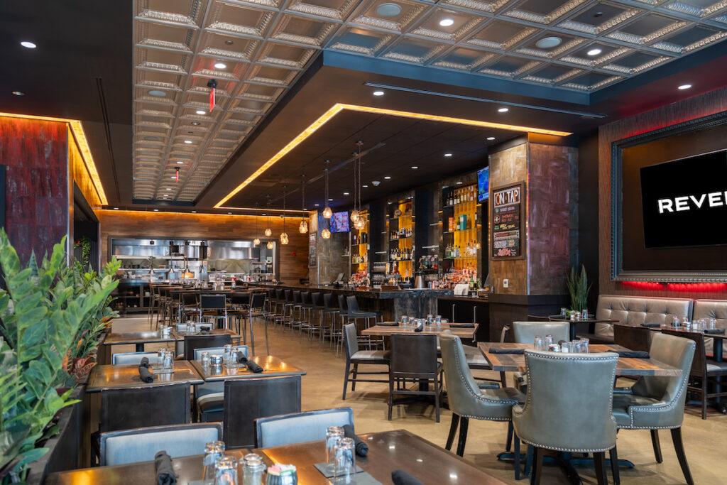 Interior dining room of Revel in downtown Pittsburgh